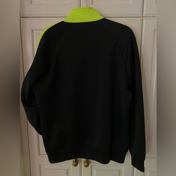 Black neon yellow full zip track jacket. Tempora print on chest. Unisex. men's M - Picture 3 of 7